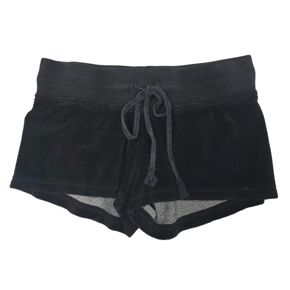 Hard Tail Velour Shorts Girls Large 7-14 Black Y2K Sporty Loungewear Athleisure